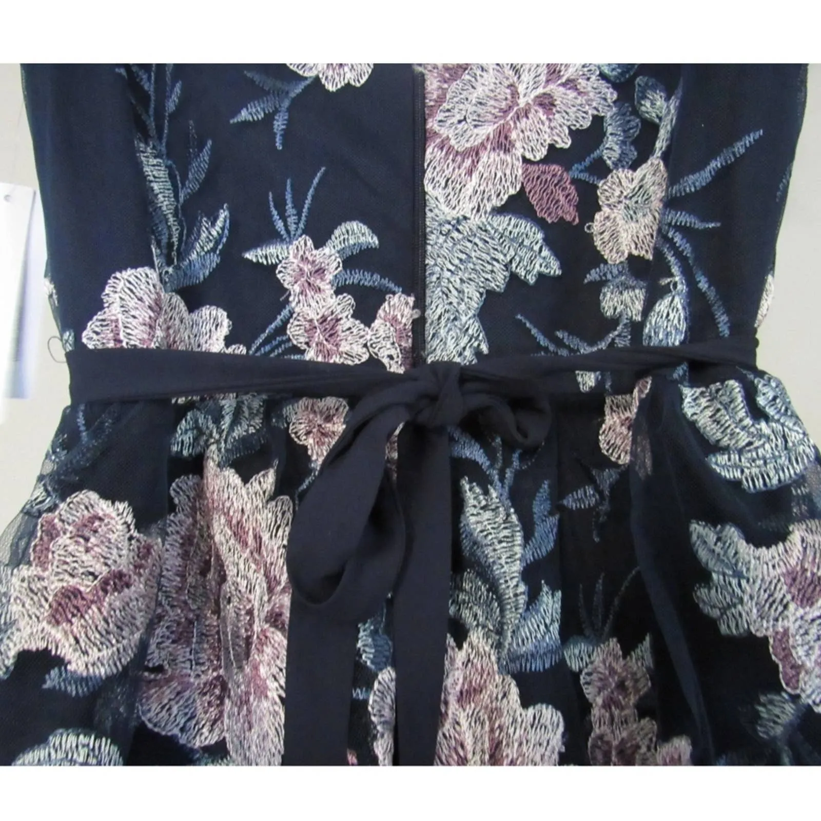 Sequin Hearts Girls Floral Embroidery Lace Dress Navy