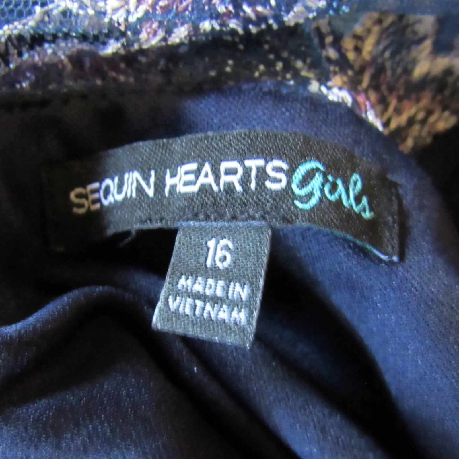 Sequin Hearts Girls Floral Embroidery Lace Dress Navy