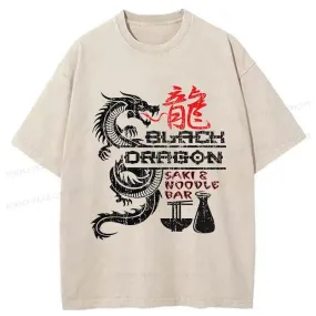 Tokyo-Tiger Black Dragon Sake Noodle Bar Washed T-Shirt