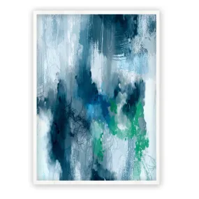 Vertical blue & green abstract wall art print
