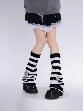 Y2K Noir Striped JK Uniform Leg Warmers