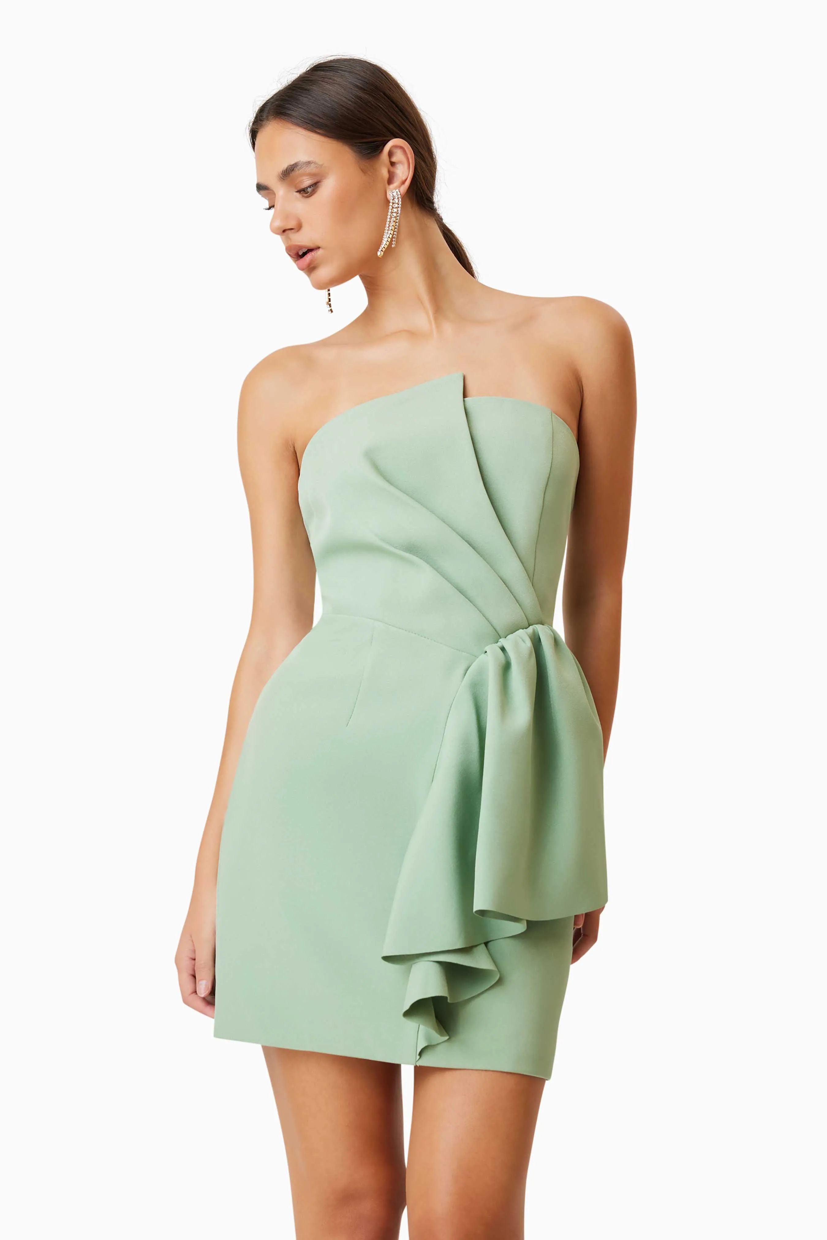 Zuri Mini Strapless Dress In Green