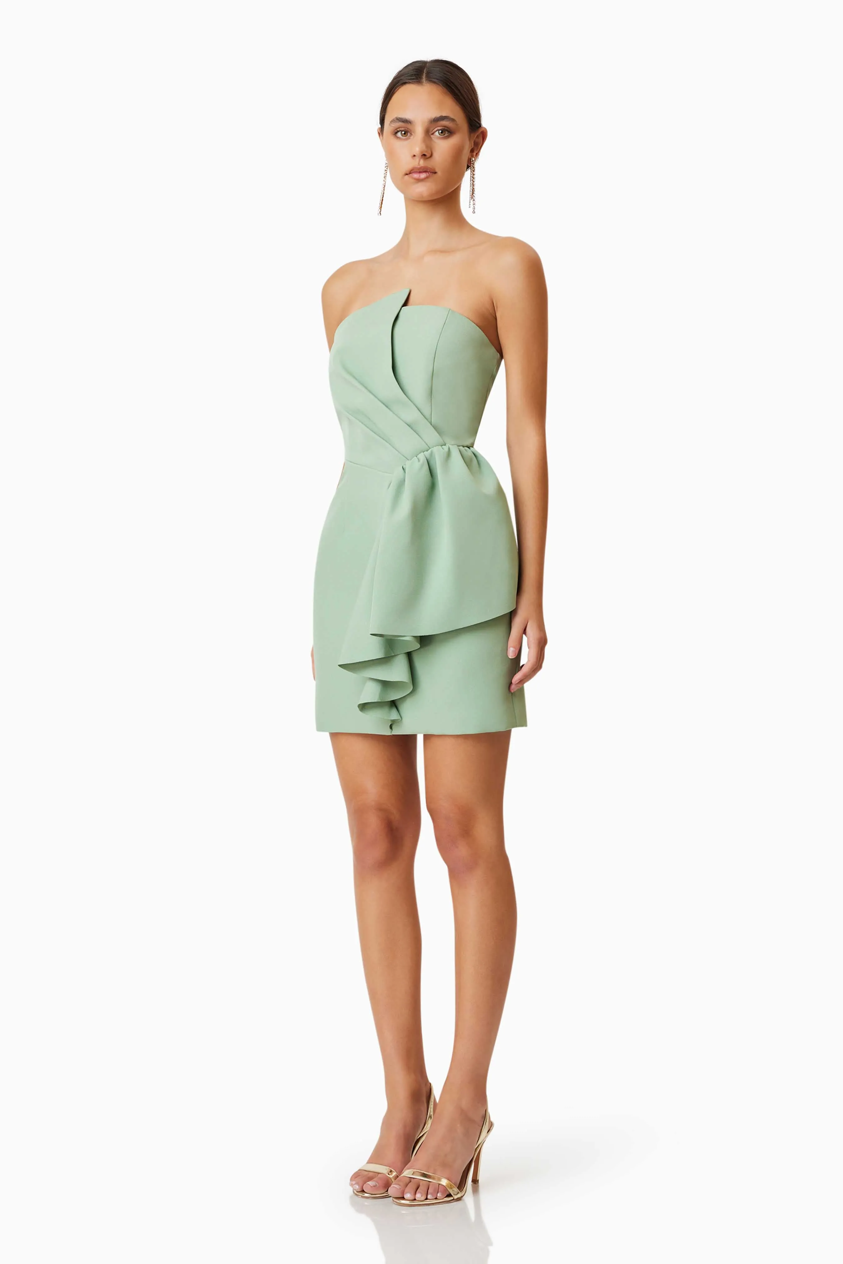 Zuri Mini Strapless Dress In Green